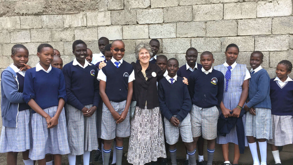 Ruth with orphaned students at Nakuru Teacher's Primary School in Kiti, Kenya
