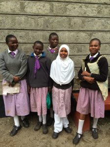 Kenyan students - one girl in a burka style headcovering